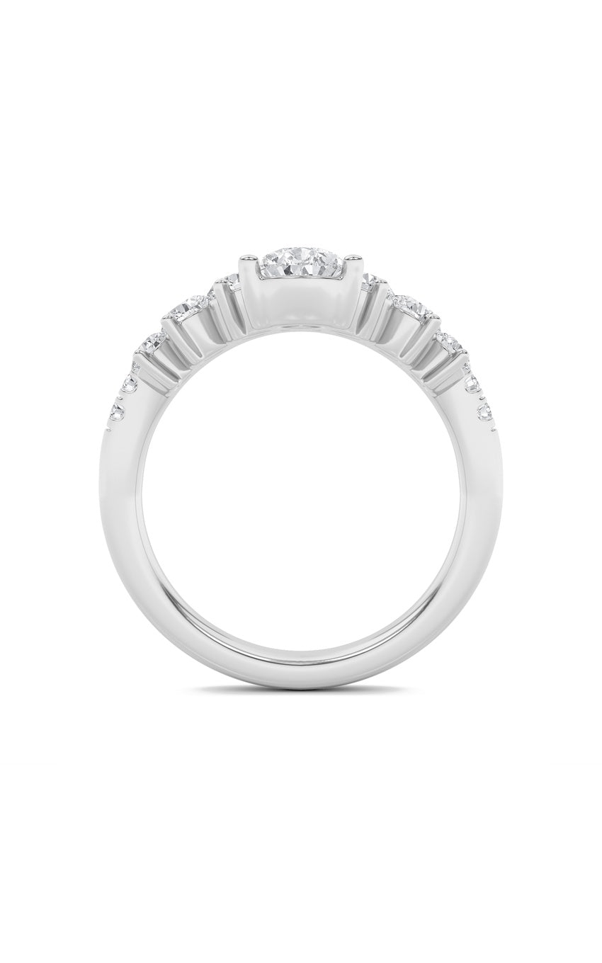 1.5Cttw Pear Shaped Lab Grown Diamond (F/VS) Fancy Contour Ring in 14K Gold