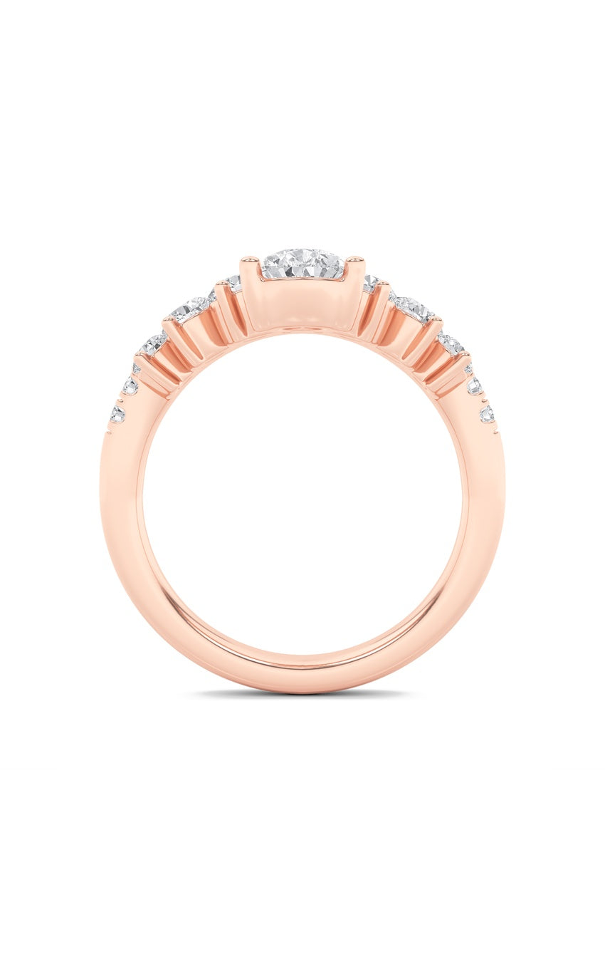 1.5Cttw Pear Shaped Lab Grown Diamond (F/VS) Fancy Contour Ring in 14K Gold