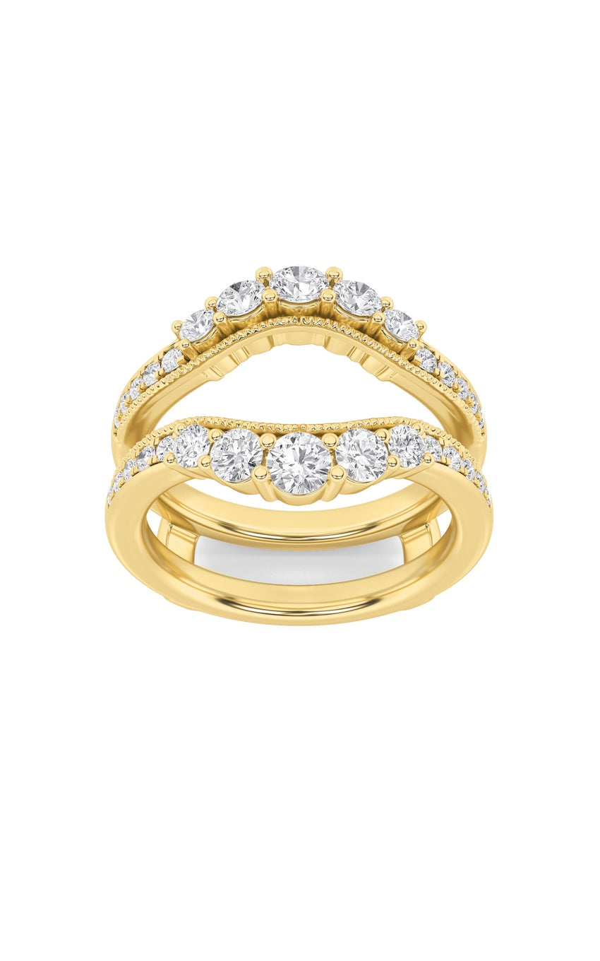1Cttw Round Shaped Lab Grown Diamond (F/VS) Insert Jacket Ring in 14K Gold