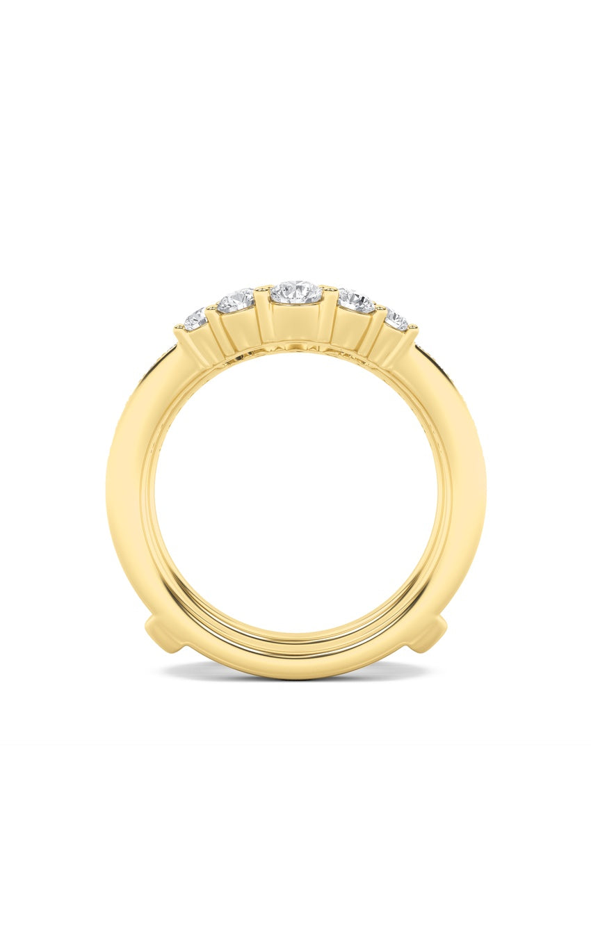 1Cttw Round Shaped Lab Grown Diamond (F/VS) Insert Jacket Ring in 14K Gold