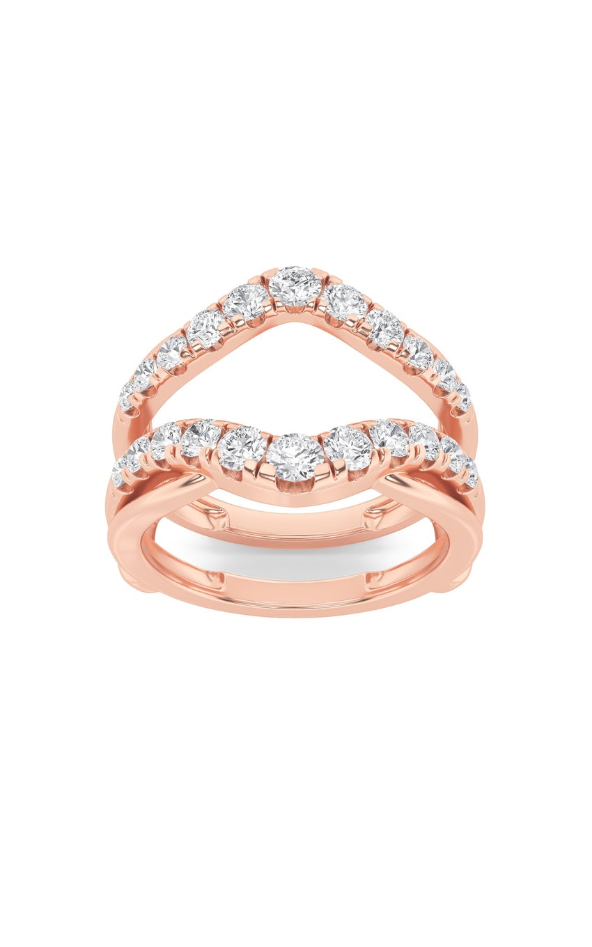 3Cttw Round Shaped Lab Grown Diamond (F/VS) Insert Jacket Ring in 14K Gold