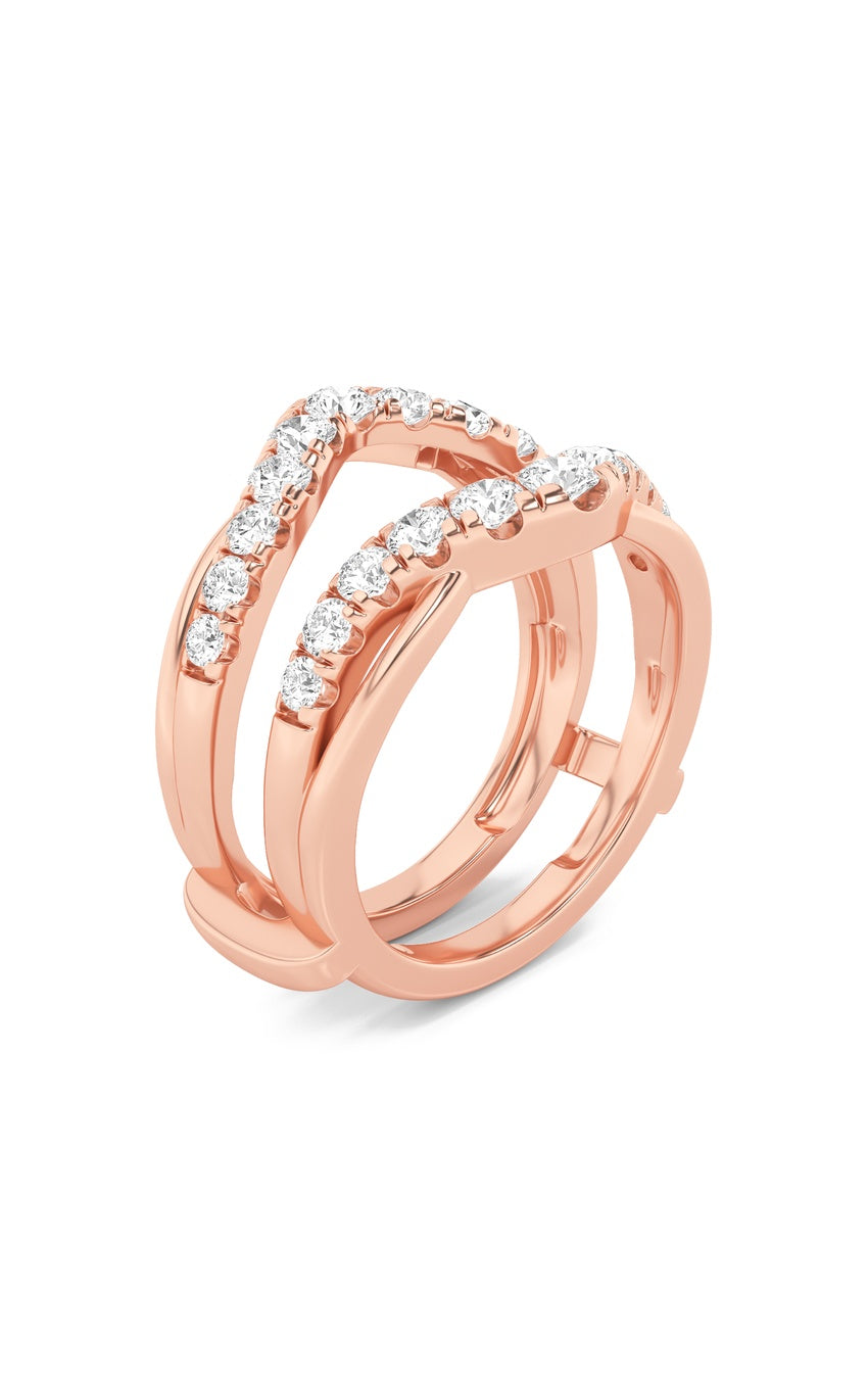 3Cttw Round Shaped Lab Grown Diamond (F/VS) Insert Jacket Ring in 14K Gold
