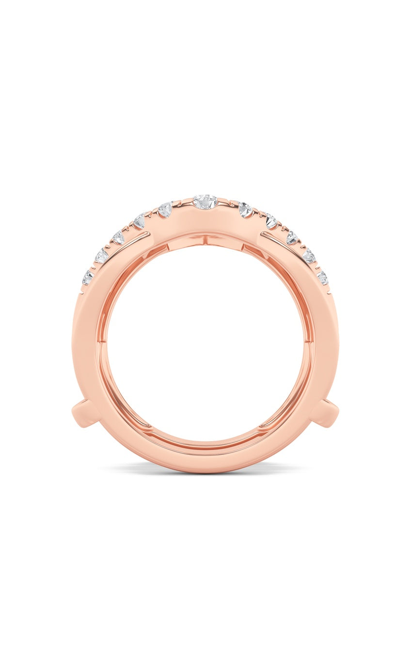 3Cttw Round Shaped Lab Grown Diamond (F/VS) Insert Jacket Ring in 14K Gold