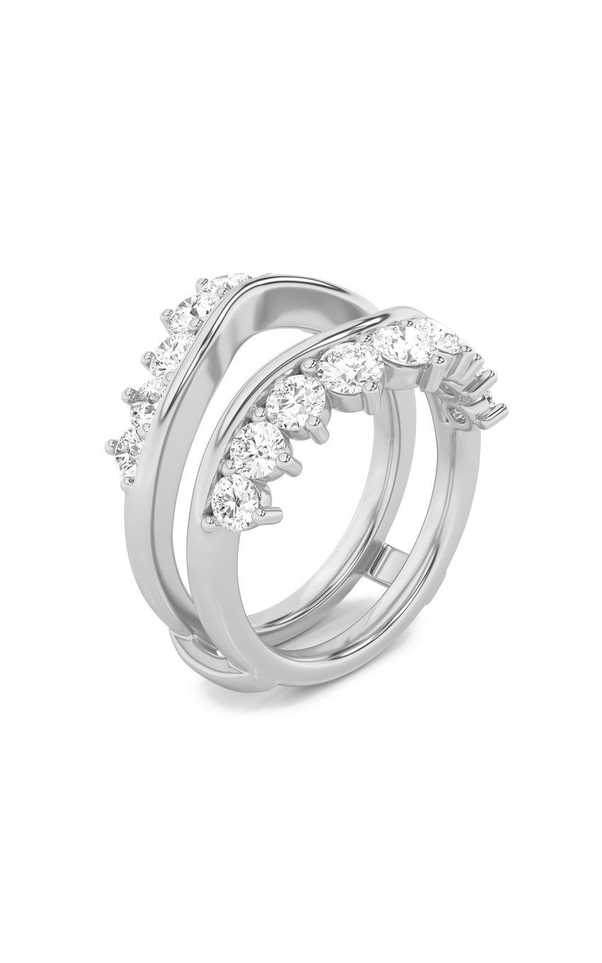 2Cttw Round Shaped Lab Grown Diamond (F/VS) Insert Jacket Ring in 14K Gold