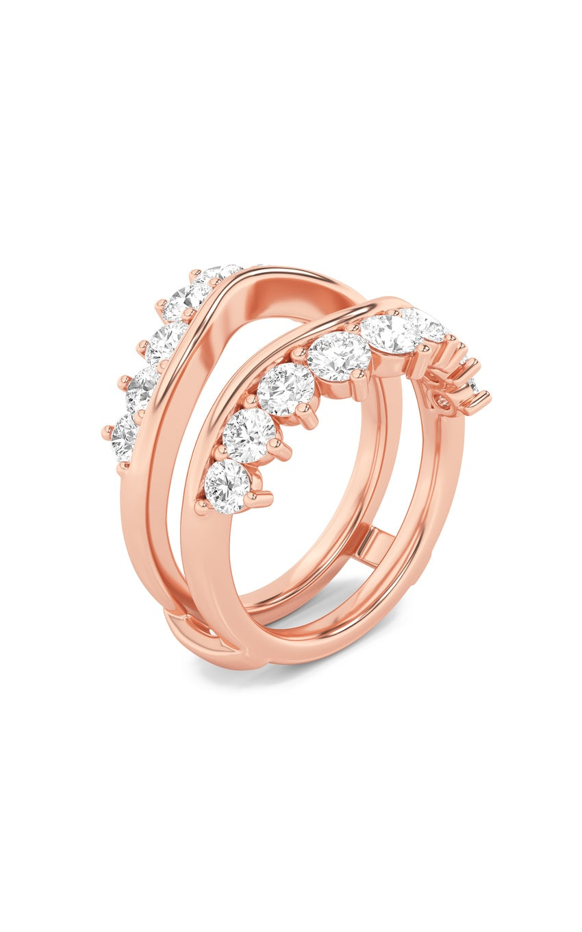 2Cttw Round Shaped Lab Grown Diamond (F/VS) Insert Jacket Ring in 14K Gold