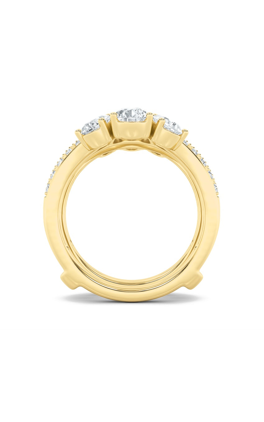 2Cttw Pear Shaped Lab Grown Diamond (F/VS) Insert Jacket Ring in 14K Gold