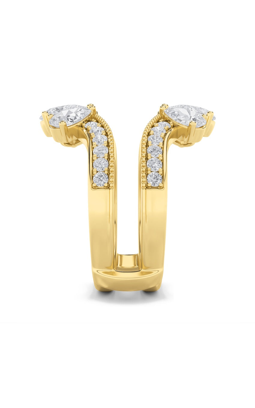 2Cttw Pear Shaped Lab Grown Diamond (F/VS) Insert Jacket Ring in 14K Gold