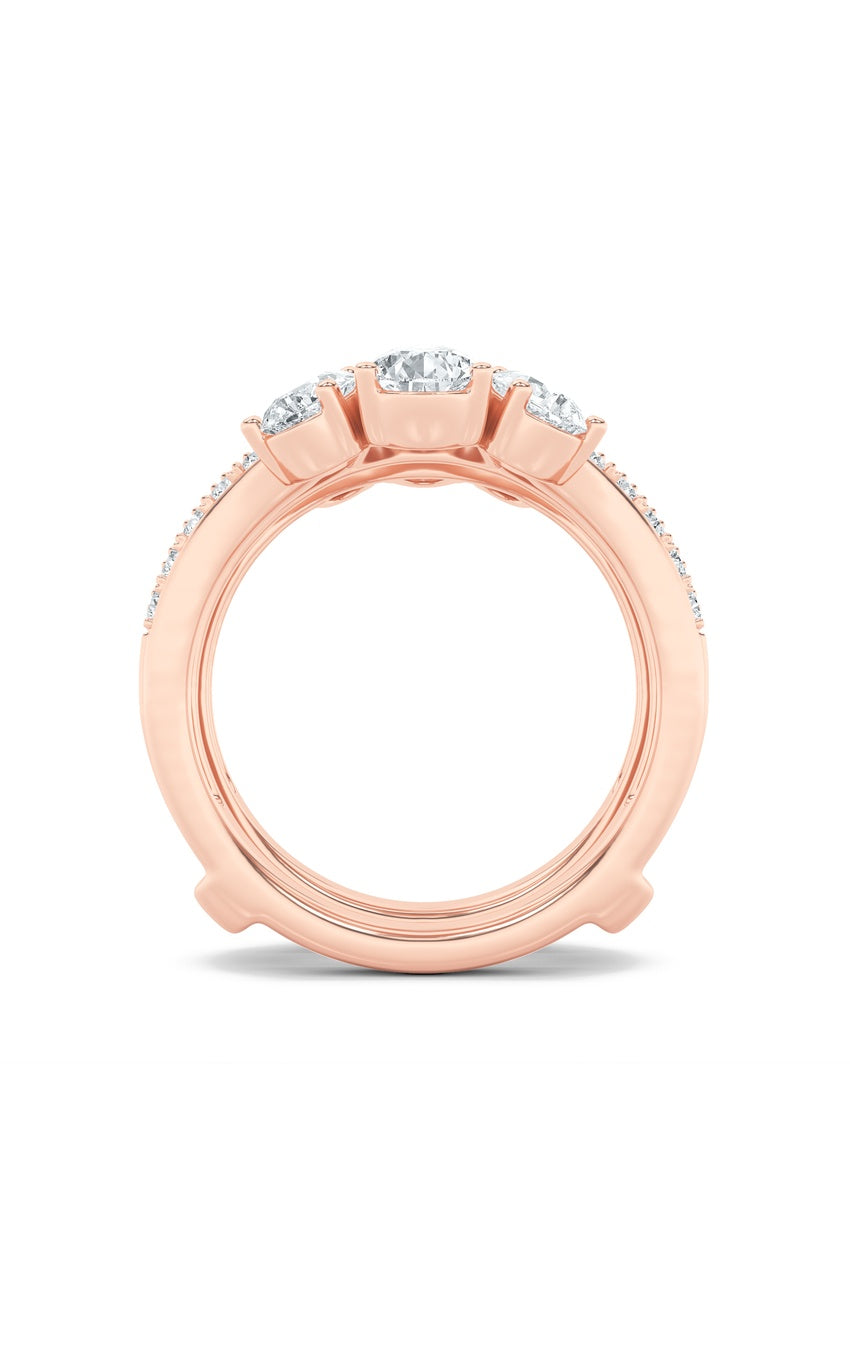 2Cttw Pear Shaped Lab Grown Diamond (F/VS) Insert Jacket Ring in 14K Gold