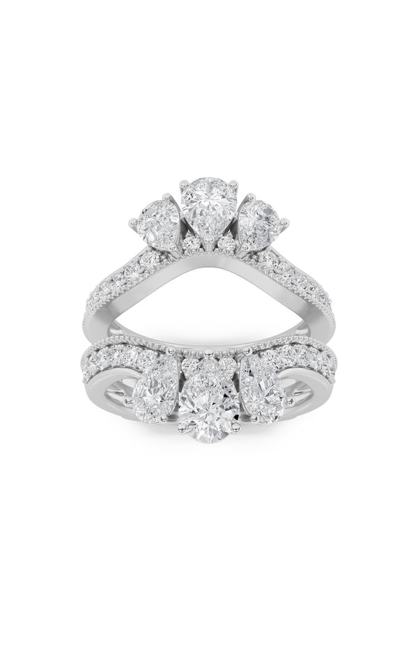 2.25Cttw Pear Shaped Lab Grown Diamond (F/VS) Insert Jacket Ring in 14K Gold