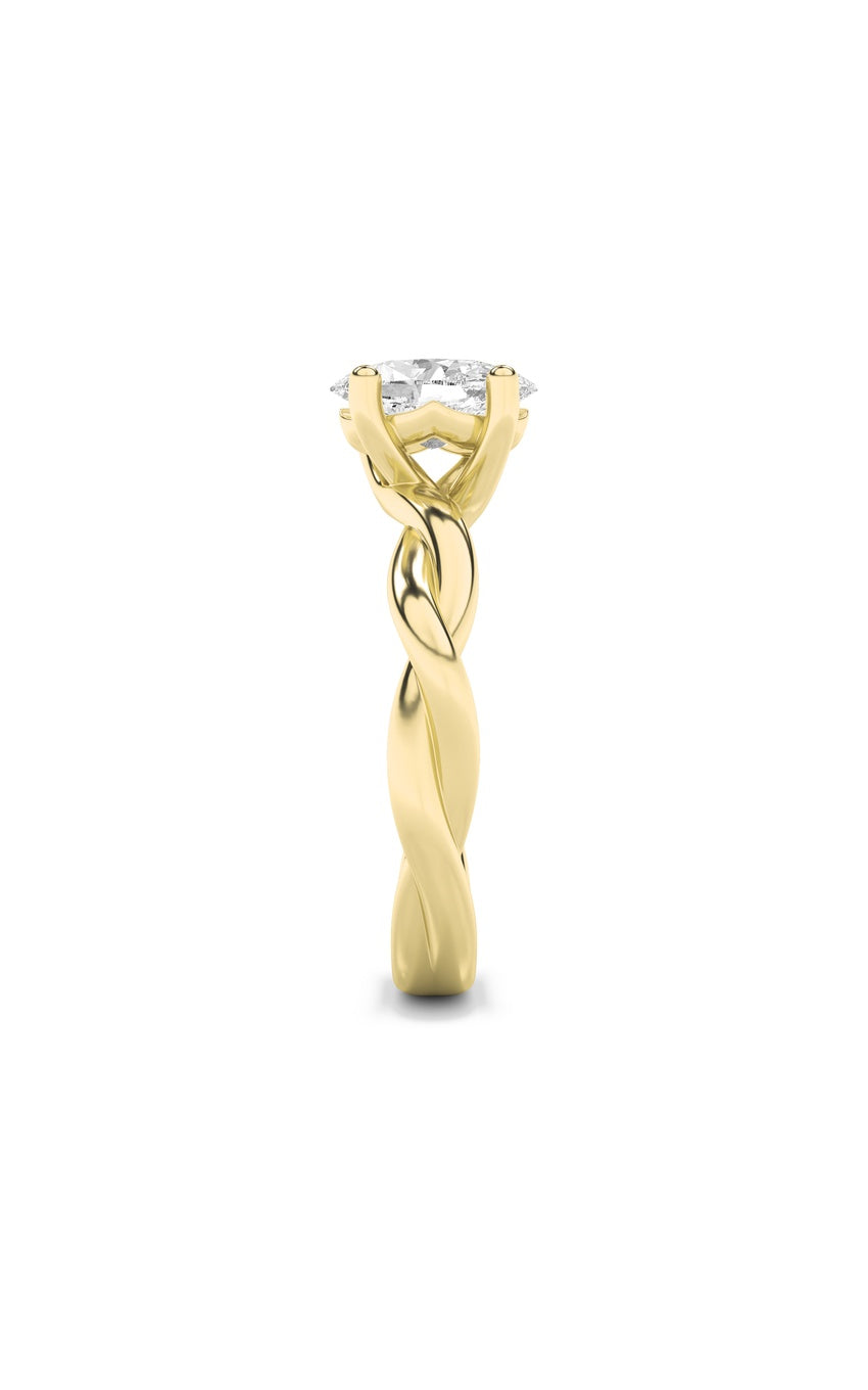1Cttw Oval Shaped Lab Grown Diamond (F/VS) Twisted Shank Solitaire Engagement Ring in 14K Gold