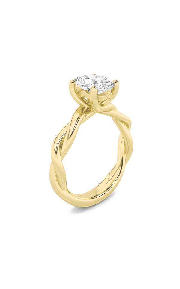 2.5Cttw Oval Shaped Lab Grown Diamond (F/VS) Twisted Shank Solitaire Engagement Ring in 14K Gold