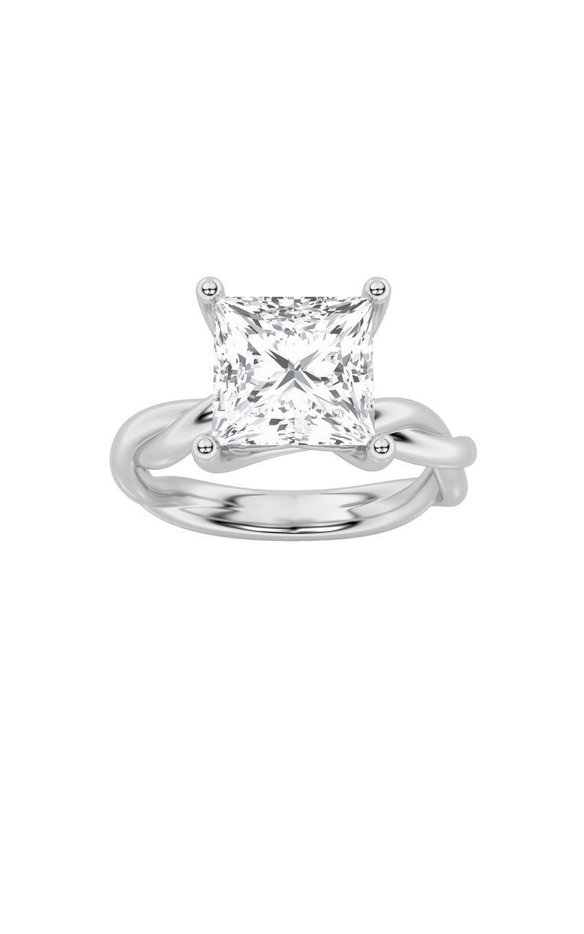 2Cttw Princess Shaped Lab Grown Diamond (F/VS) Twisted Shank Solitaire Engagement Ring in 14K Gold
