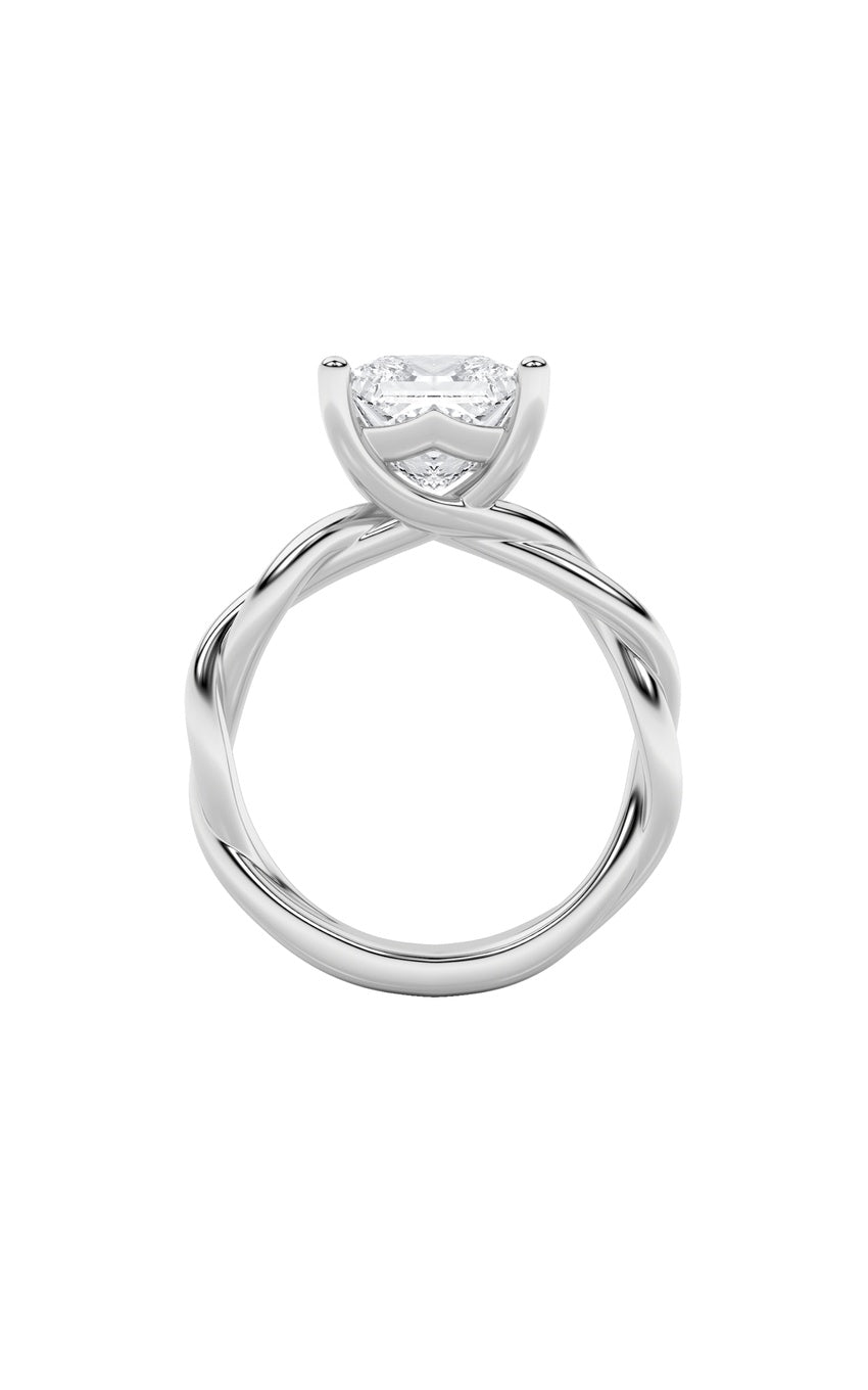 2Cttw Princess Shaped Lab Grown Diamond (F/VS) Twisted Shank Solitaire Engagement Ring in 14K Gold