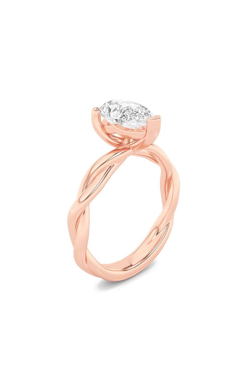 1.5Cttw Pear Shaped Lab Grown Diamond (F/VS) Twisted Shank Solitaire Engagement Ring in 14K Gold