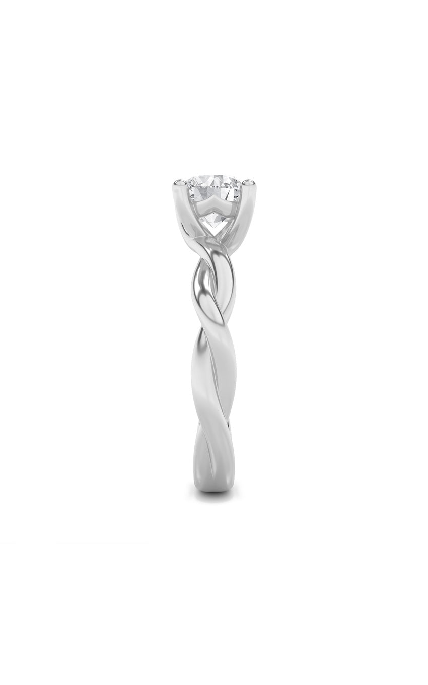 1.5Cttw Round Shaped Lab Grown Diamond (F/VS) Twisted Shank Solitaire Engagement Ring in 14K Gold