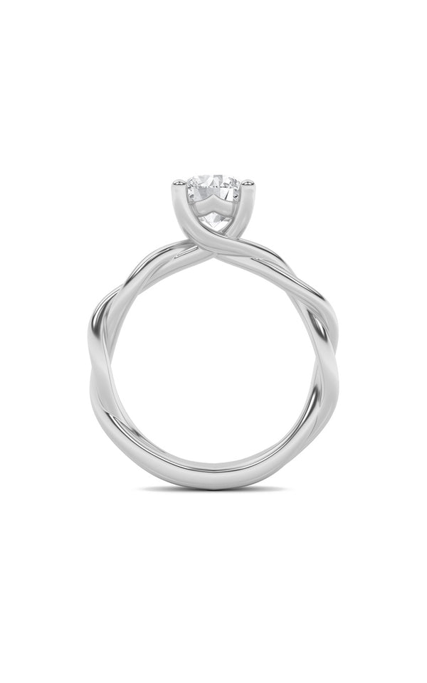 3Cttw Round Shaped Lab Grown Diamond (F/VS) Twisted Shank Solitaire Engagement Ring in 14K Gold
