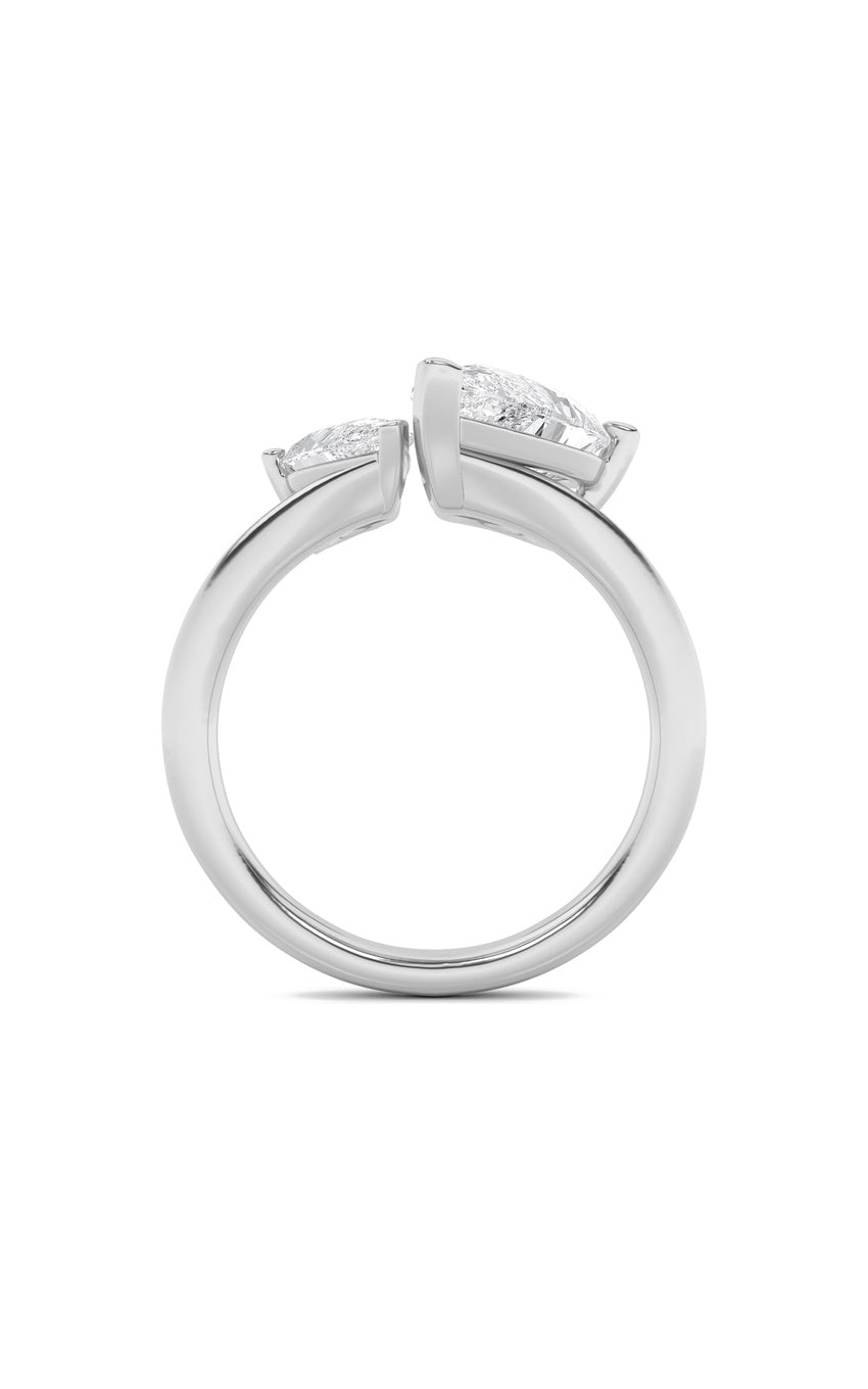 3Cttw Pear Shaped Lab Grown Diamond (F/VS) Toi et Moi Engagement Ring in 14K Gold
