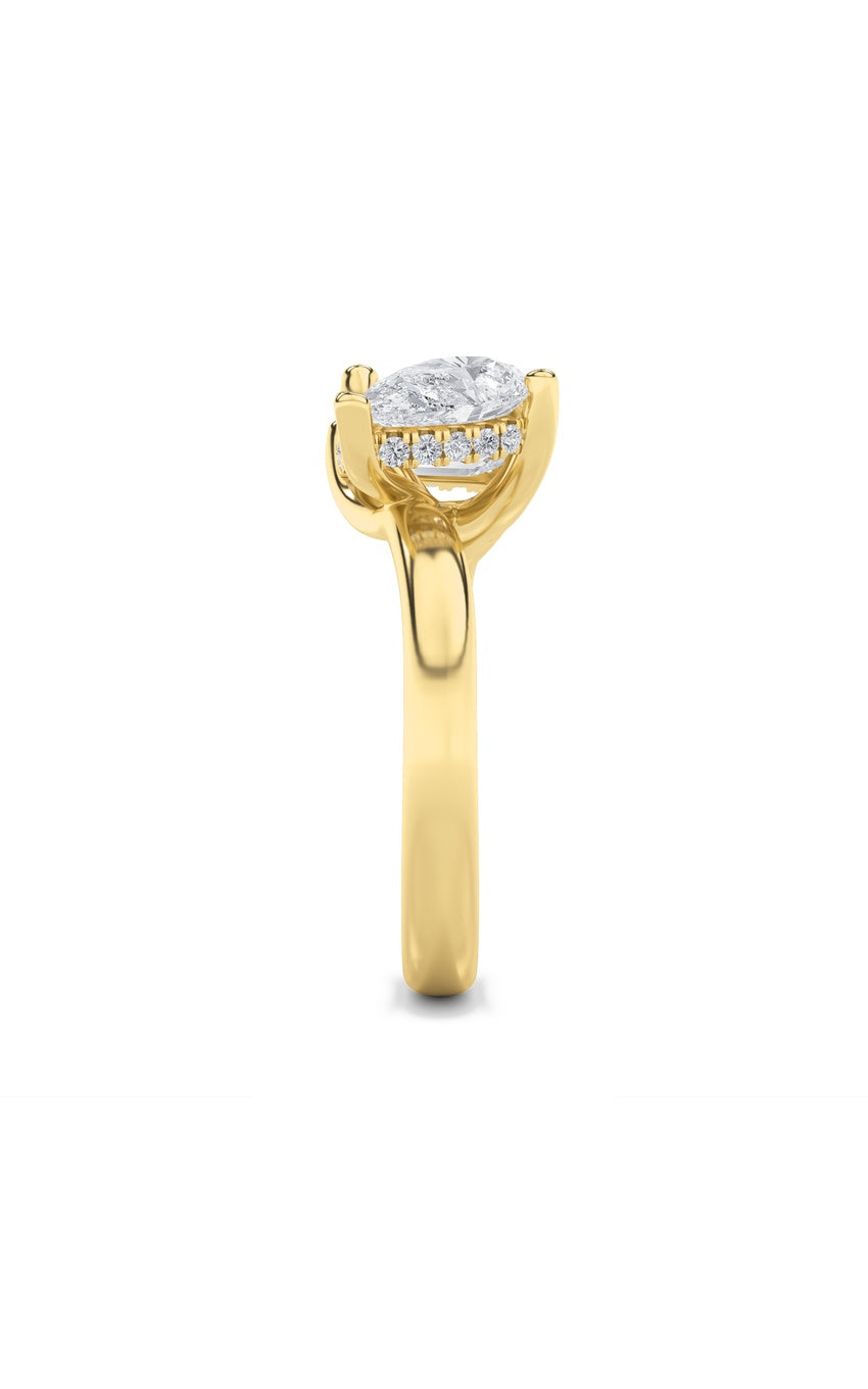 3Cttw Emerald Shaped Lab Grown Diamond (F/VS) Toi et Moi Engagement Ring in 14K Gold
