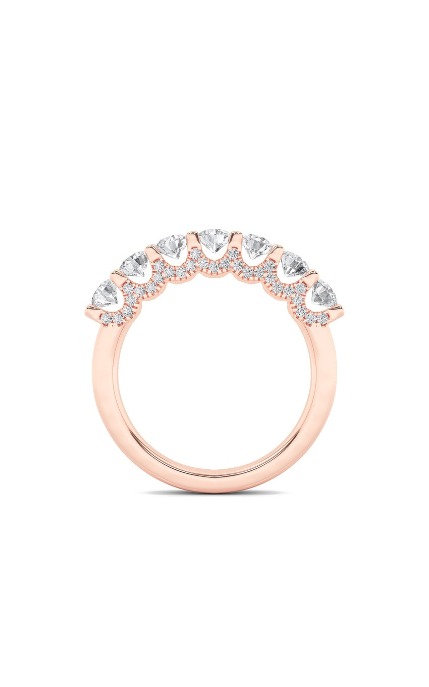 1Cttw Round Shaped Lab Grown Diamond (F/VS) Accented Double Halo Set of Band and  Ring in 14K Gold