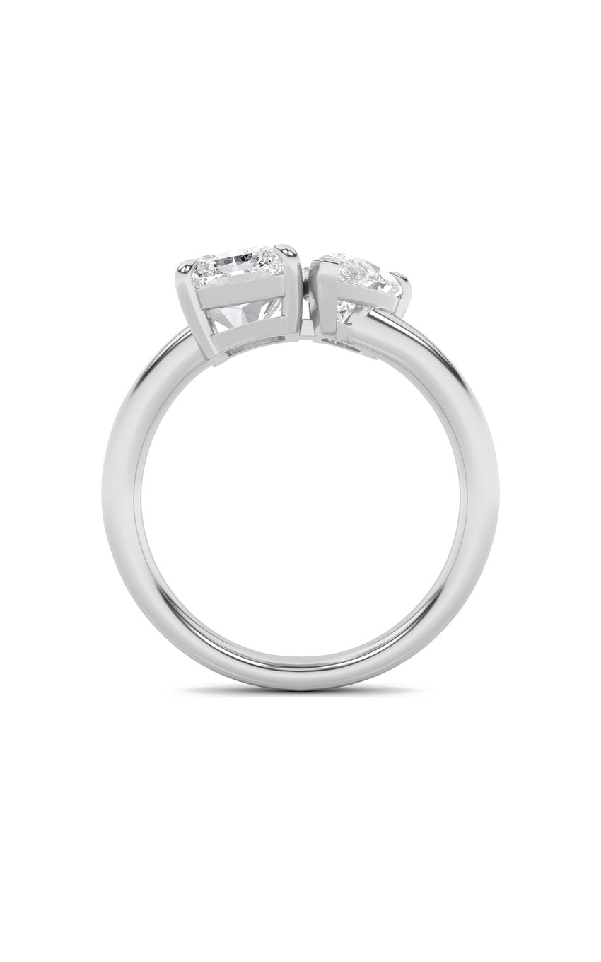 3Cttw Radiant Shaped Lab Grown Diamond (F/VS) Toi et Moi Fashiion Ring in 14K Gold