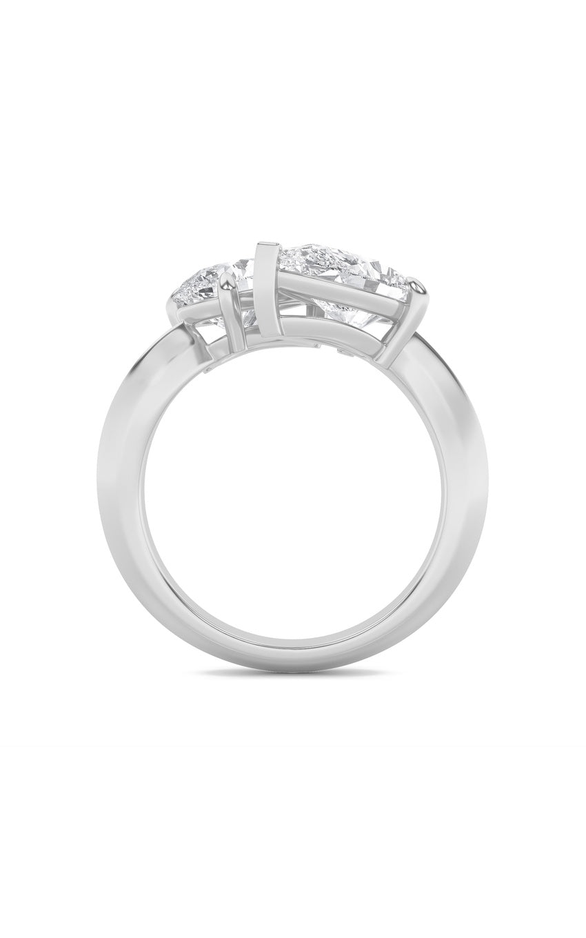 3Cttw Pear Shaped Lab Grown Diamond (G/VS) Toi et Moi Engagement Ring in 14K Gold