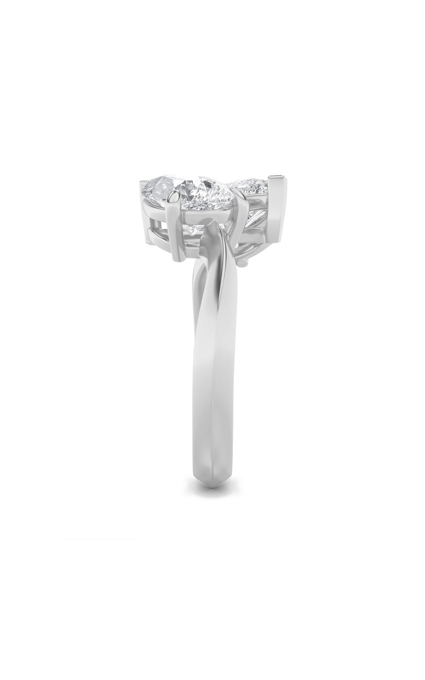 3Cttw Pear Shaped Lab Grown Diamond (G/VS) Toi et Moi Engagement Ring in 14K Gold