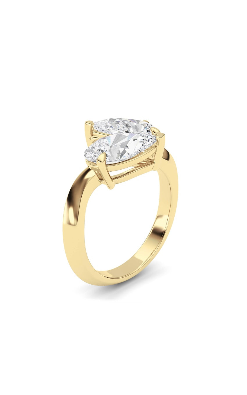 3Cttw Pear Shaped Lab Grown Diamond (G/VS) Toi et Moi Engagement Ring in 14K Gold
