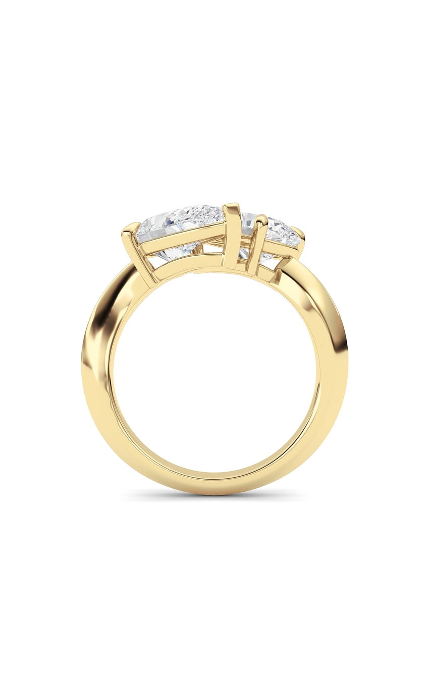 3Cttw Pear Shaped Lab Grown Diamond (G/VS) Toi et Moi Engagement Ring in 14K Gold