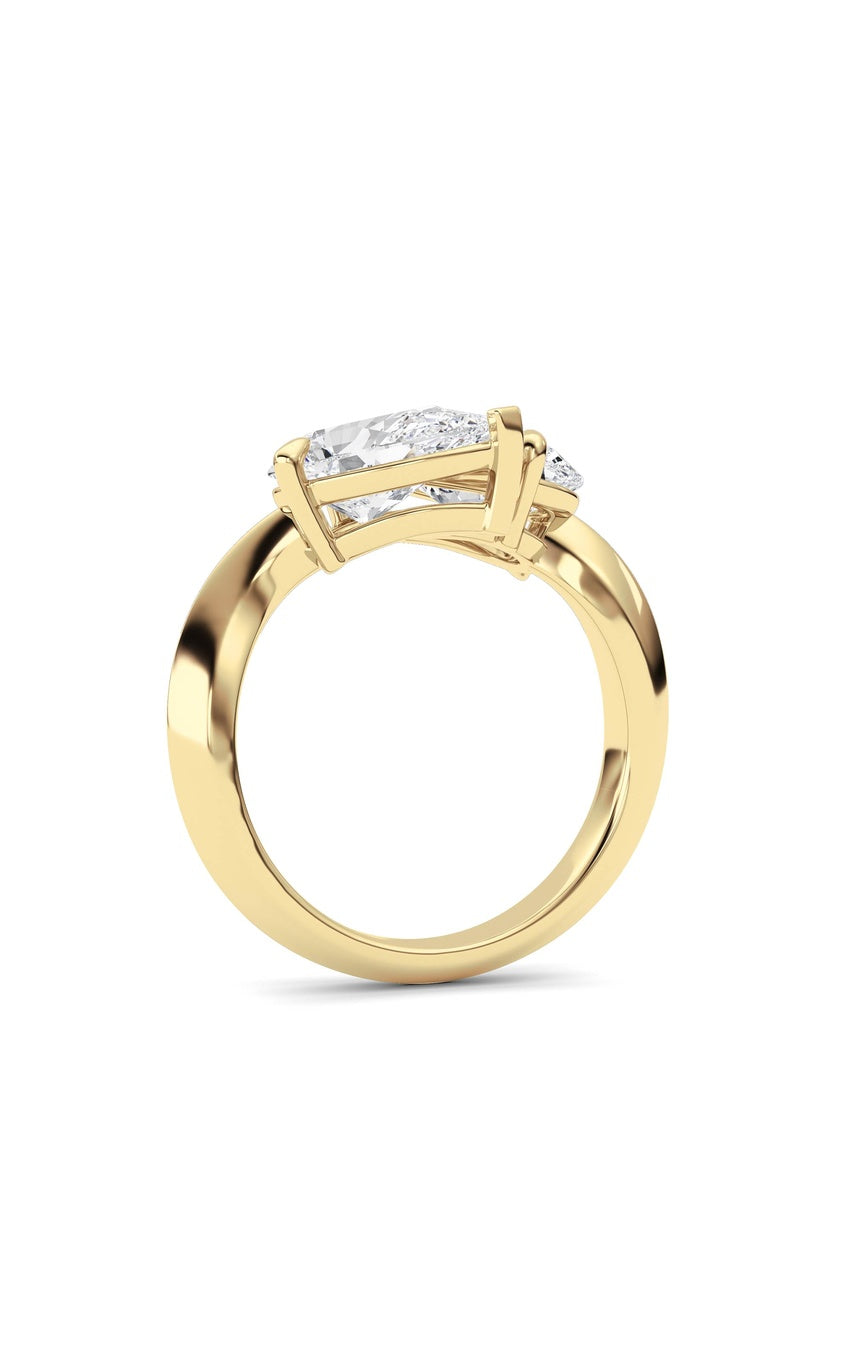3Cttw Pear Shaped Lab Grown Diamond (G/VS) Toi et Moi Engagement Ring in 14K Gold