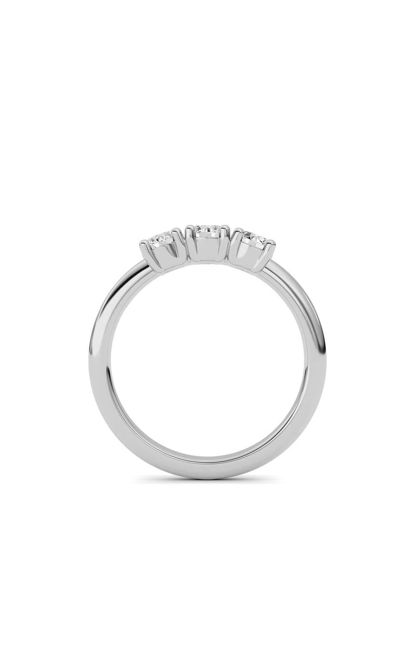 0.75Cttw Round Shaped Lab Grown Diamond (F/VS) Three Stone Band Ring in 14K Gold