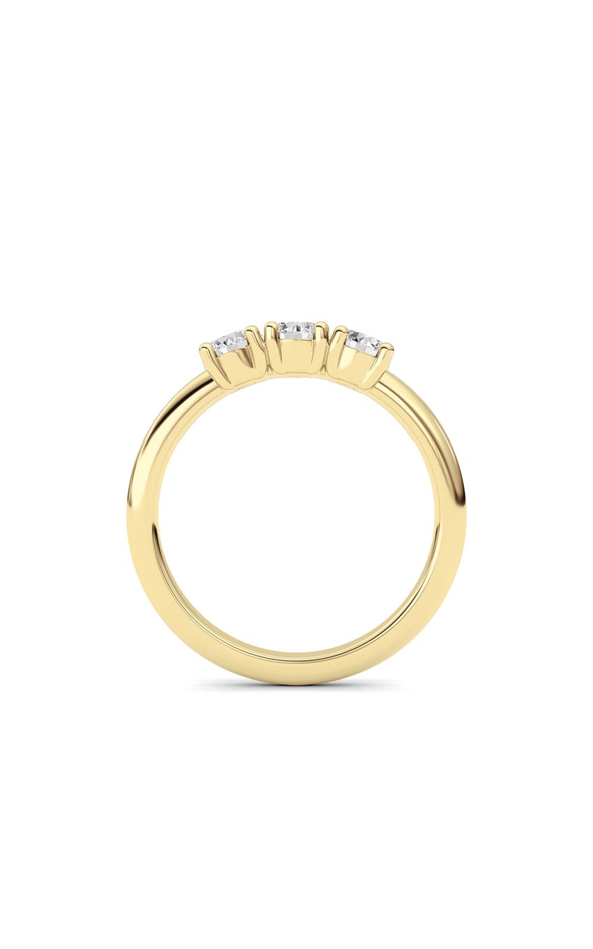 0.75Cttw Round Shaped Lab Grown Diamond (F/VS) Three Stone Band Ring in 14K Gold