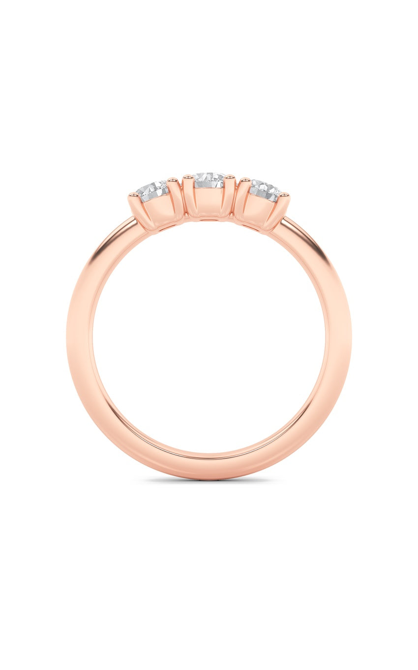 0.75Cttw Round Shaped Lab Grown Diamond (F/VS) Three Stone Band Ring in 14K Gold