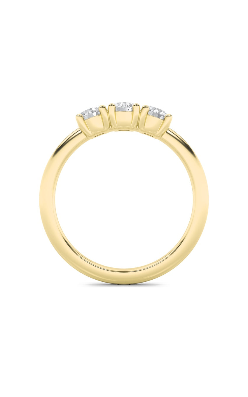 1Cttw Round Shaped Lab Grown Diamond (F/VS) Three Stone Band Ring in 14K Gold