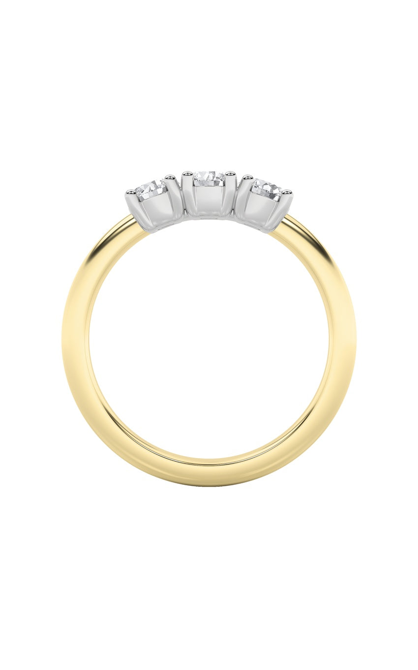 2Cttw Round Shaped Lab Grown Diamond (F/VS) Three Stone Band Ring in 14K Gold