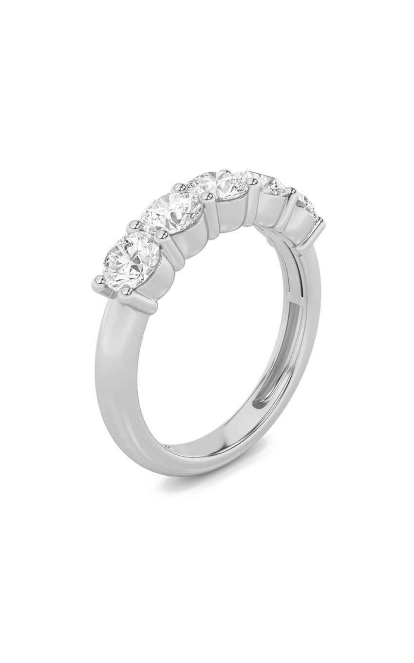 1.5Cttw Round Shaped Lab Grown Diamond (F/VS) Five Stone Band Ring in 14K Gold