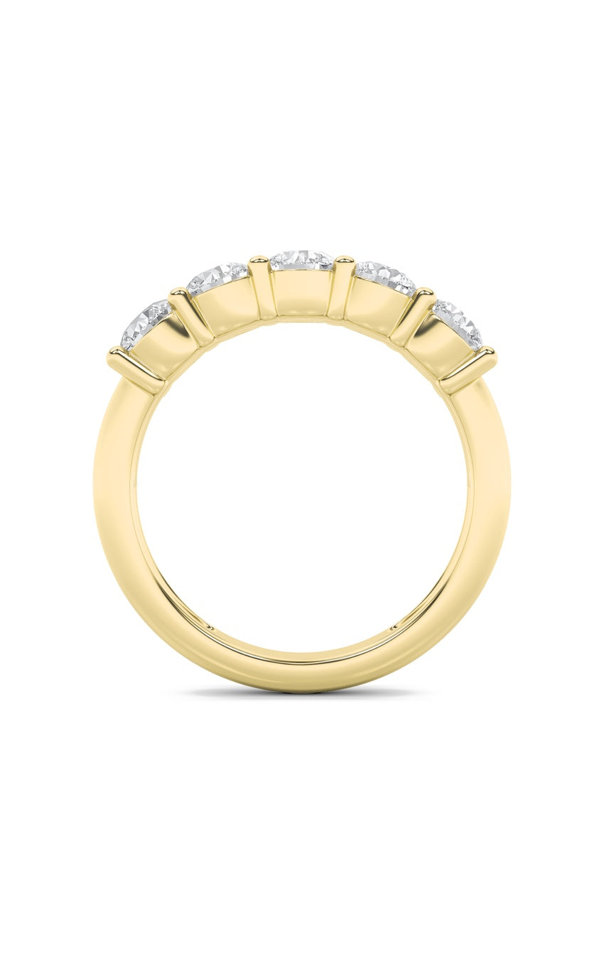 1.5Cttw Round Shaped Lab Grown Diamond (F/VS) Five Stone Band Ring in 14K Gold