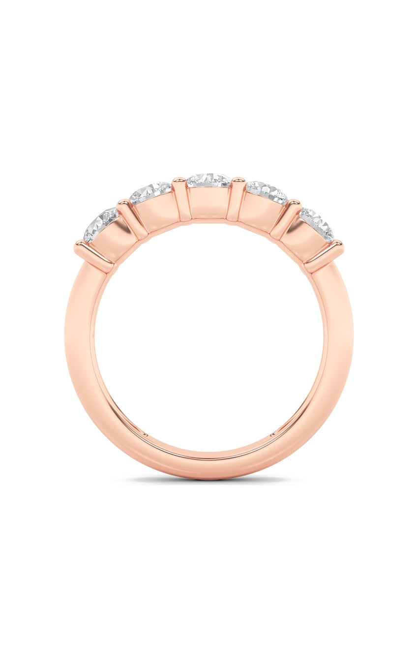 1.5Cttw Round Shaped Lab Grown Diamond (F/VS) Five Stone Band Ring in 14K Gold