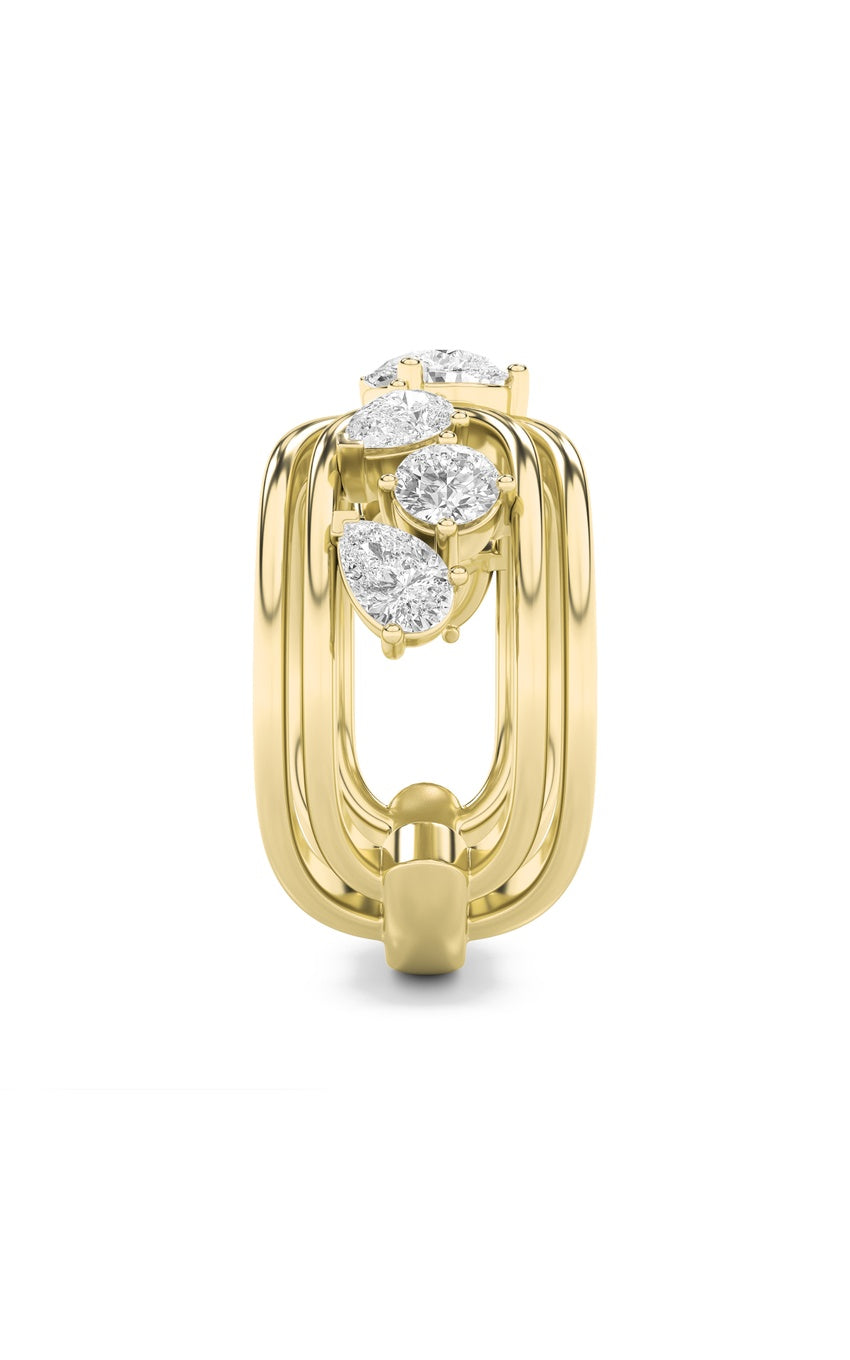 2Cttw Pear Shaped Lab Grown Diamond (F/VS) Seven Stone Fashion Ring in 14K Gold