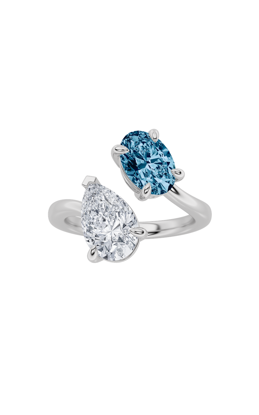 3Cttw Oval Shaped Lab Grown Diamond (F/VS) Toi et Moi Fashiion Ring in 14K Gold