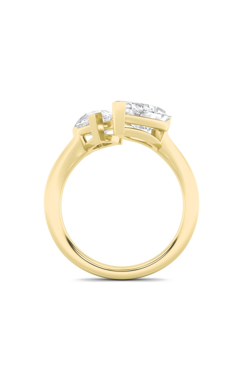 3Cttw Marquise Shaped Lab Grown Diamond (F/VS) Toi et Moi Fashiion Ring in 14K Gold