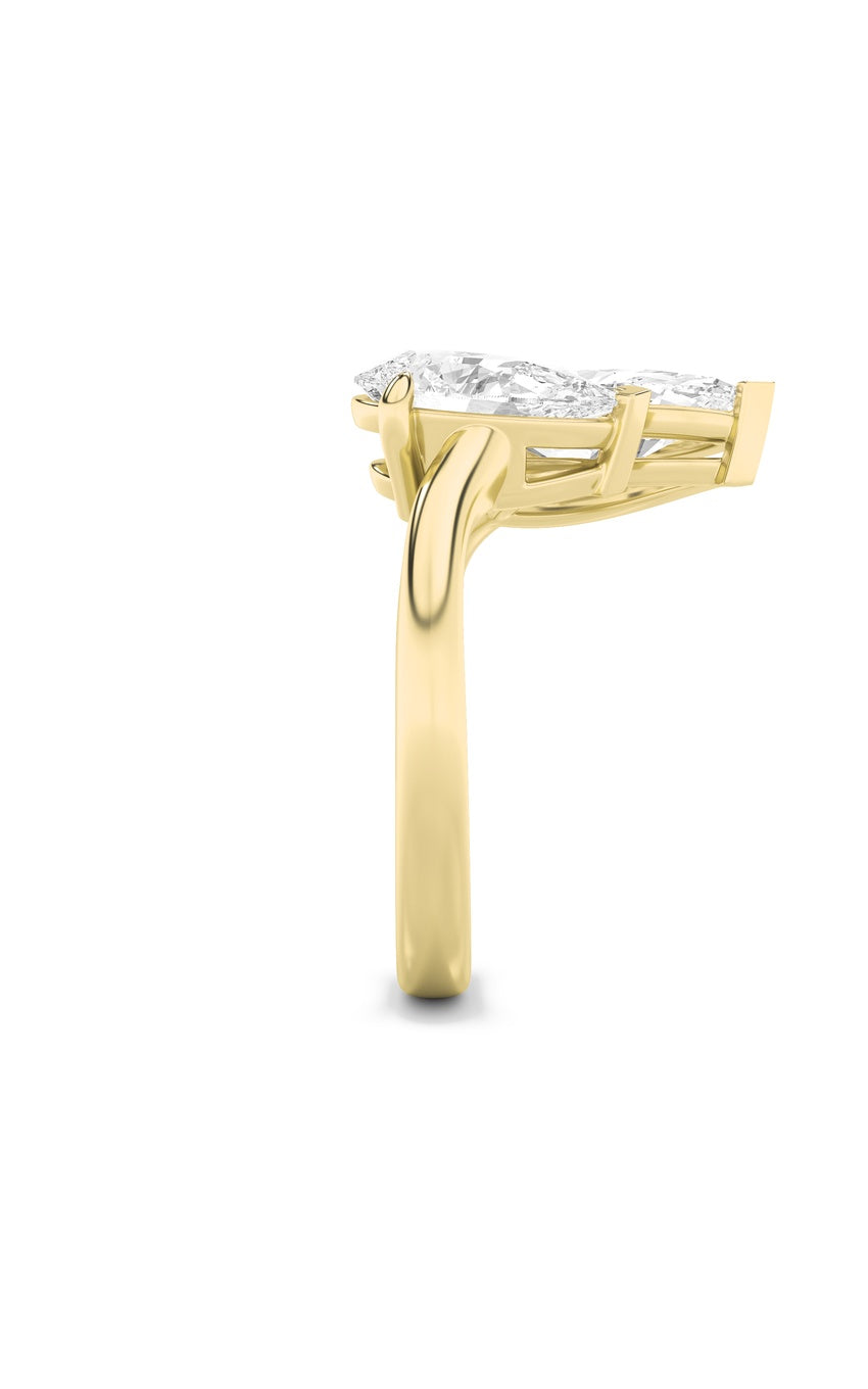 3Cttw Marquise Shaped Lab Grown Diamond (F/VS) Toi et Moi Fashiion Ring in 14K Gold