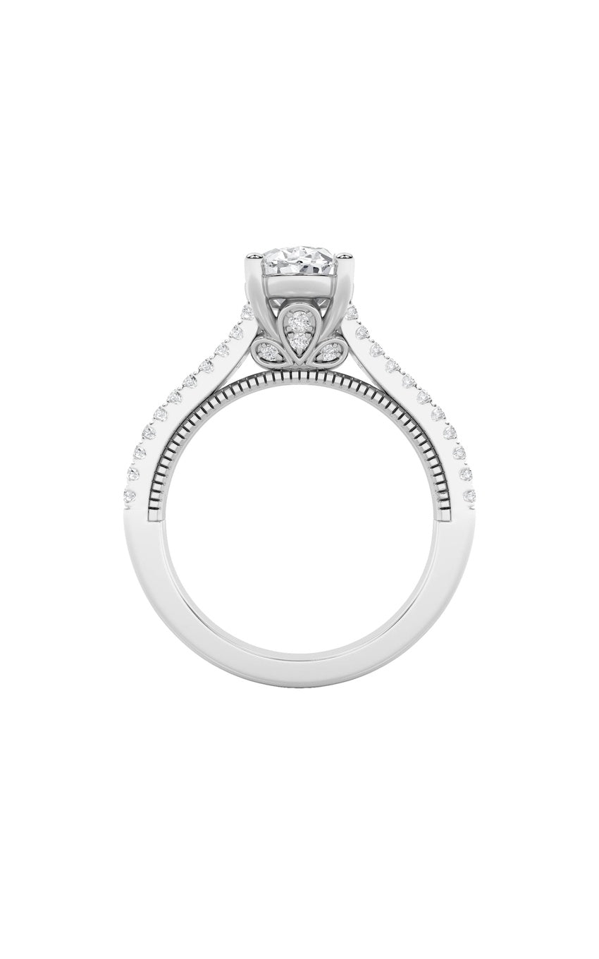 2Cttw Oval Shaped Lab Grown Diamond (F/VS) Two Row Fancy Accented Engagement Ring in 14K Gold