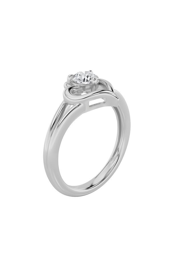 0.5Cttw Round Shaped Lab Grown Diamond (F/VS) Heart Shaped Ring in 14K Gold