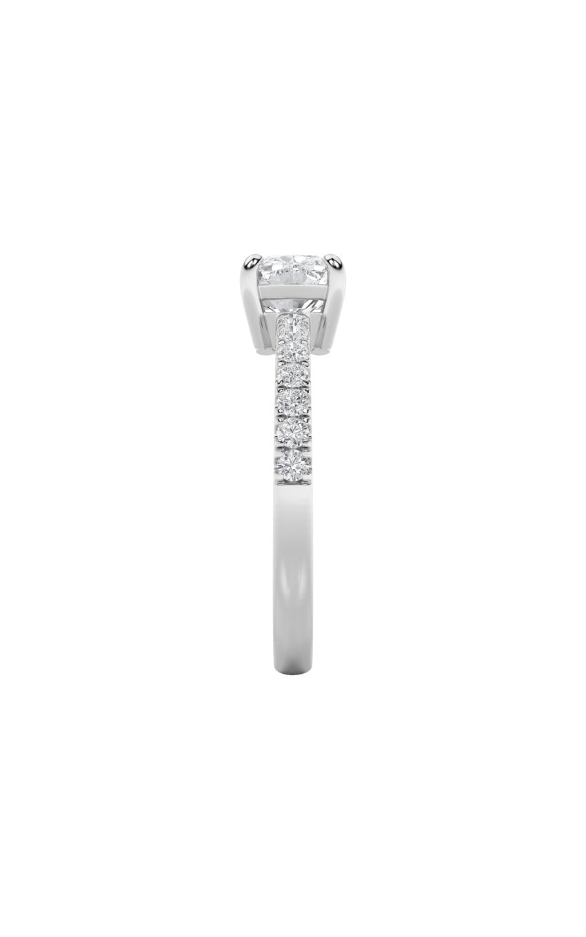 1.5Cttw Elongated Cushion Shaped Lab Grown Diamond (F/VS) East West Accented Ring in 14K Gold