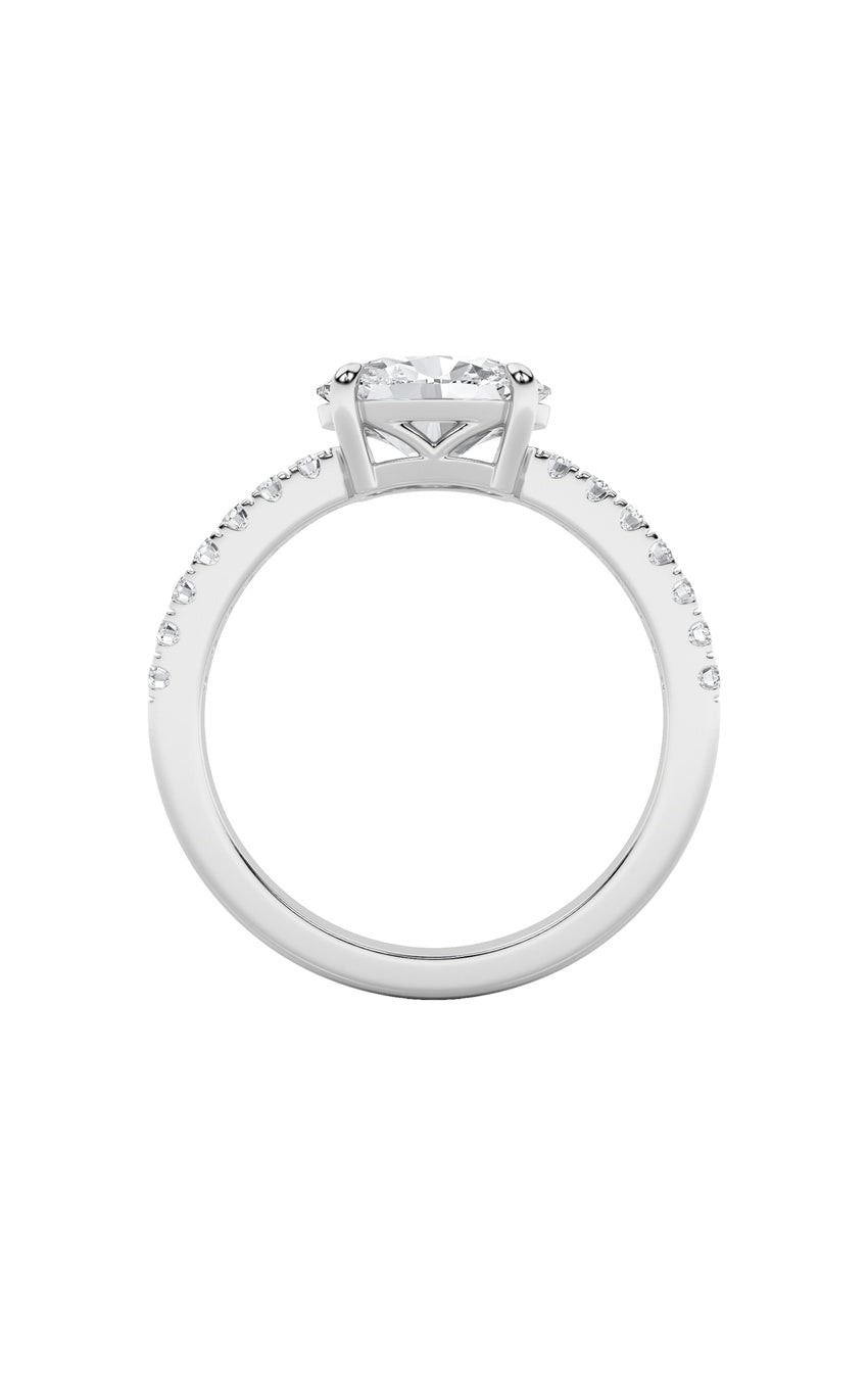 1.5Cttw Oval Shaped Lab Grown Diamond (F/VS) East West Accented Ring in 14K Gold