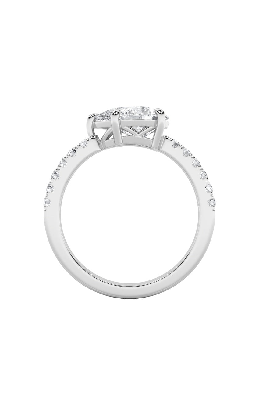 1.5Cttw Pear Shaped Lab Grown Diamond (F/VS) East West Accented Ring in 14K Gold