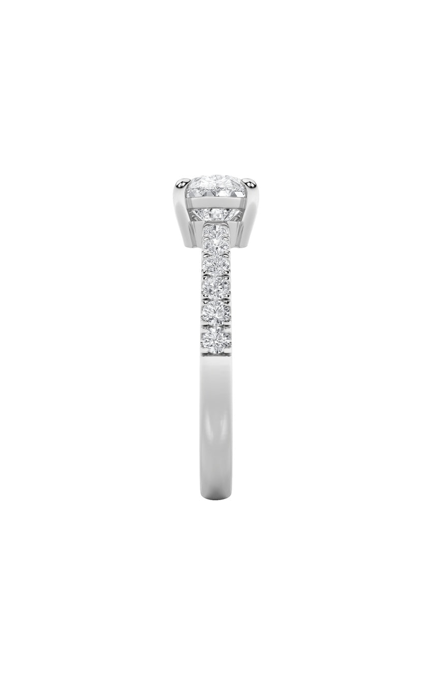 1.5Cttw Pear Shaped Lab Grown Diamond (F/VS) East West Accented Ring in 14K Gold