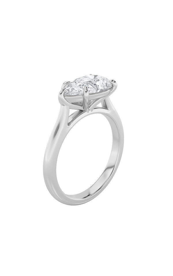 2Cttw Pear Shaped Lab Grown Diamond (F/VS) East West Accented Ring in 14K Gold