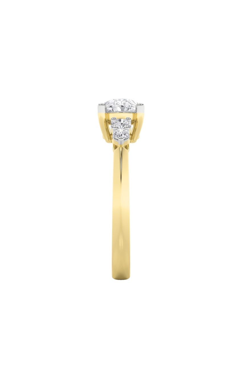 1.5Cttw Oval Shaped Lab Grown Diamond (F/VS) East West Five Stone Ring in 14K Gold