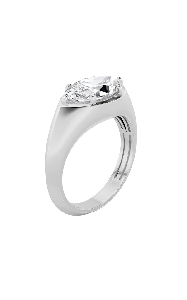 2Cttw Marquise Shaped Lab Grown Diamond (F/VS) East West Solitaire Ring in 14K Gold